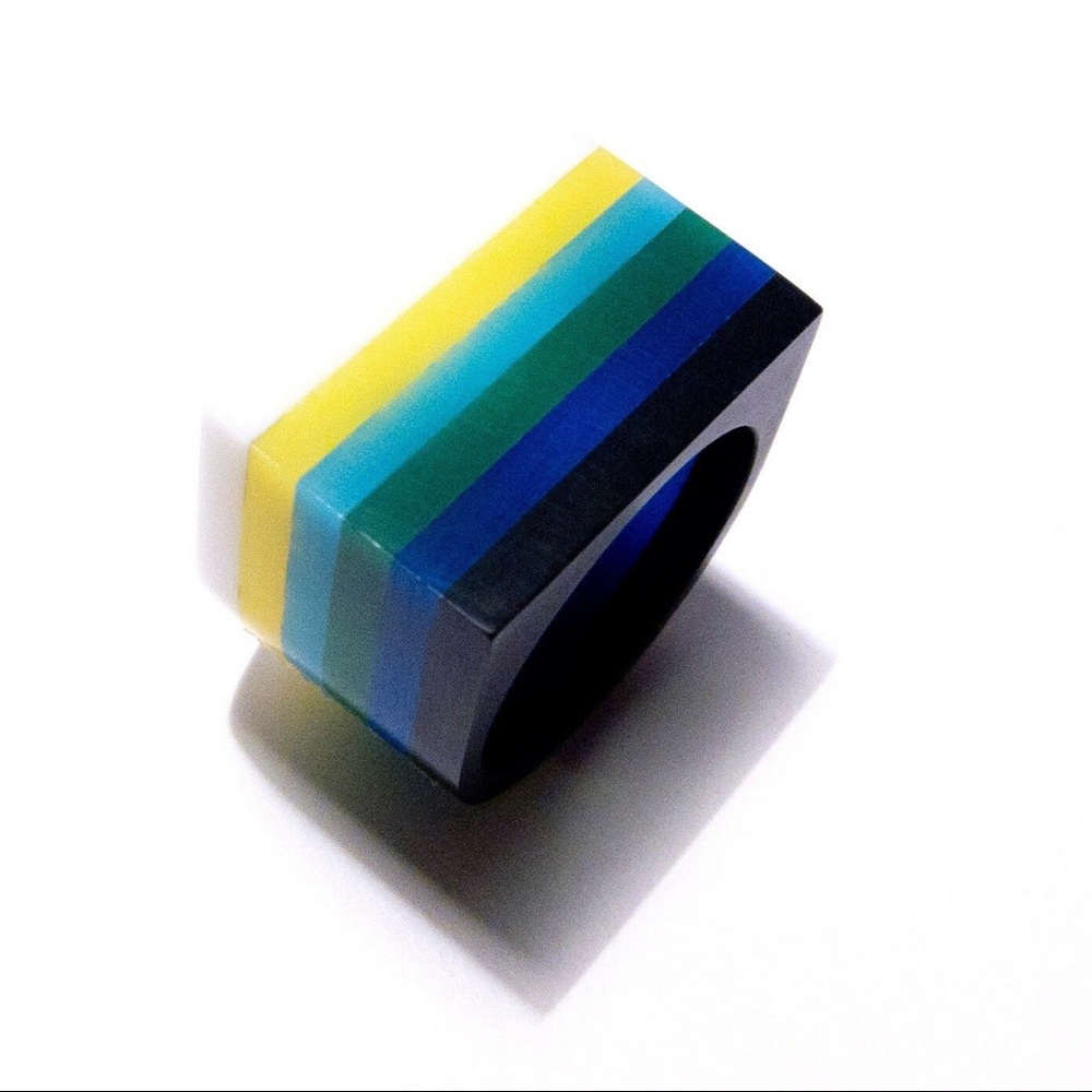 Geometric Colorblock Statement cocktail Rings - Picture 7 of 8